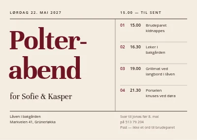 Utdrikningslag i låven — program