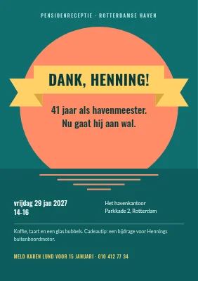 Afscheidsreceptie pensioen — lint voor een zonsondergang