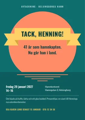 Pensionsavtackning — band över en solnedgång