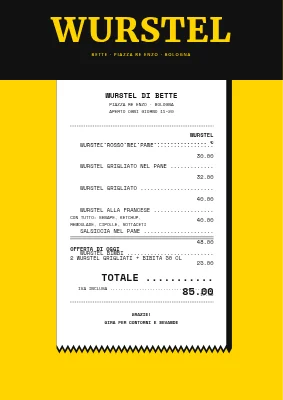 Chiosco di hot dog — menu come scontrino