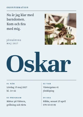 Okonfirmation — schweiziskt rutnät och pärlhyacinter
