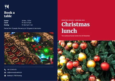 Christmas lunch: menu and booking
