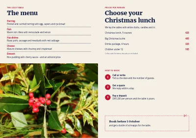 Side 2 av Christmas lunch: menu and booking