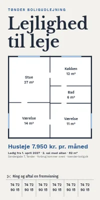 Dørplakat til udlejer — lejlighed til leje