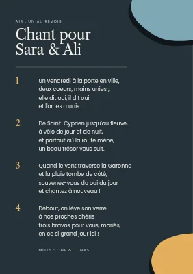 Page 2 de Livret de chansons pour mariage à la mairie — papier découpé