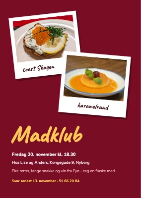 Madklub i Nyborg — invitation