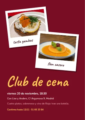 Cena club en Nyborg — invitación