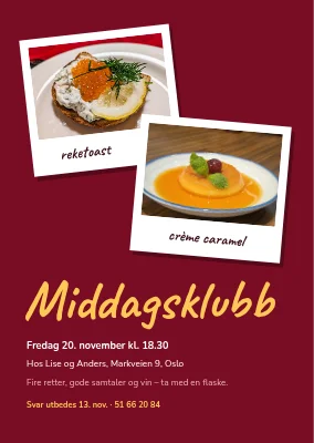 Spiseklubb i Nyborg — invitasjon