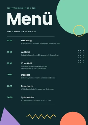 Hochzeitsmenü — Festival mit Memphis-Formen