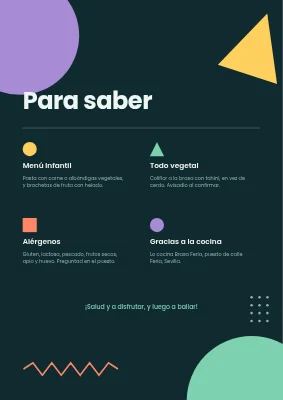 Página 2 de Menú de boda — festival con formas Memphis