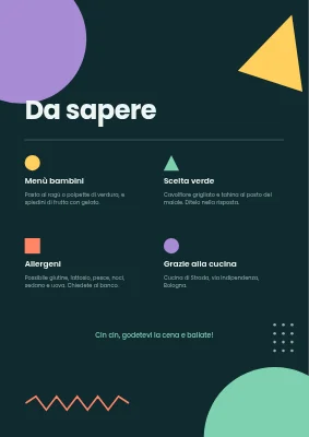 Pagina 2 di Menu di nozze — festival con forme Memphis