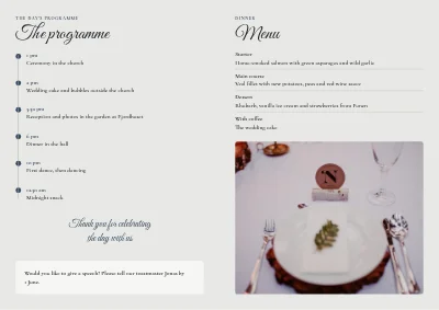 Página 2 de Wedding: the day's programme