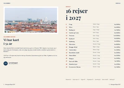 Side 2–3 af Rejsekatalog for busrejser – 64 sider