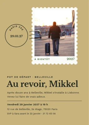 Pot de départ — timbre avec une valise