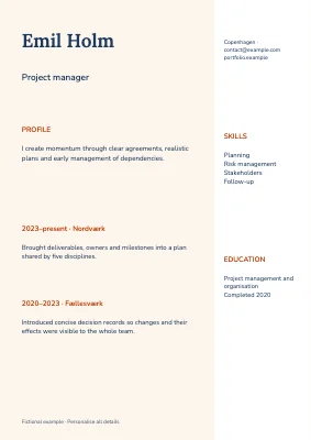 Project manager — Right sidebar