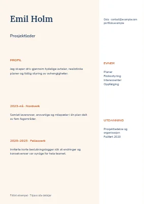 Prosjektleder — Høyre sidestolpe