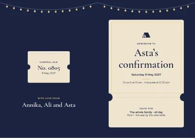 Marquee confirmation with a ticket