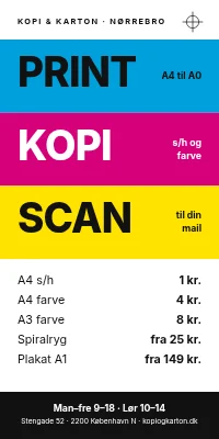 Dørplakat til kopicenter — print og kopi
