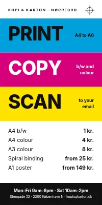 Door poster for a copy shop — printing and copies