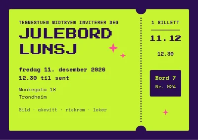 Julelunsj — billett i pikselskrift