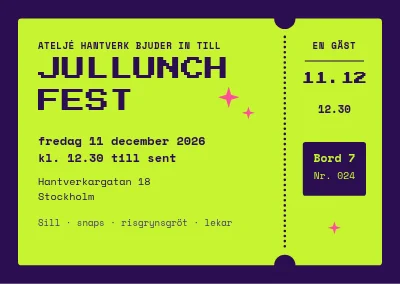 Julbord — biljett i pixelstil