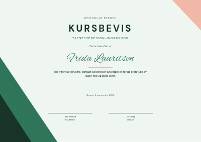 Deltakerbevis — designworkshop