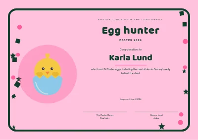 Certificate — Easter egg hunt