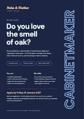 Job advert — cabinetmaker
