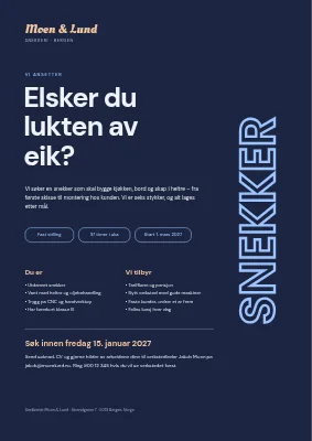 Stillingsannonse — møbelsnekker