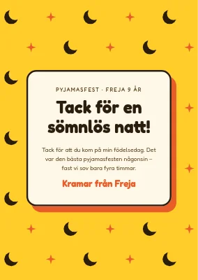 Pyjamasfest — tackkort med månmotiv