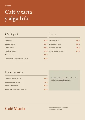 Página 2 de Café del puerto — menú con mosaico de fotos