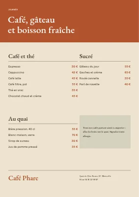 Page 2 de Café du port — menu avec mosaïque de photos