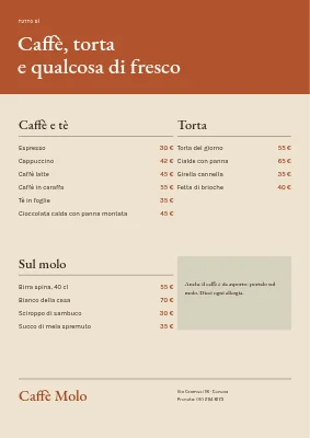 Pagina 2 di Caffè del porto — menu con mosaico di foto