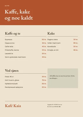 Side 2 av Havnekafé — meny med bildemosaikk