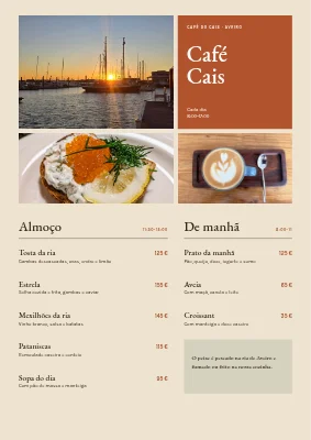 Café do porto — menu com mosaico de fotos