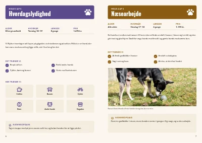Side 6–7 af Holdkatalog for hundeskole – 12 sider
