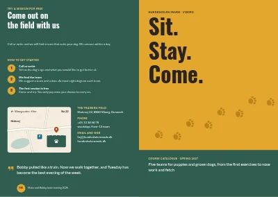 Cover of Course catalogue for a dog training school – 12 pages