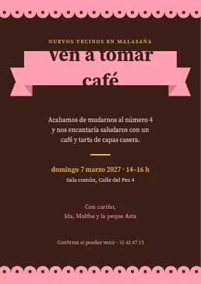 Invitación a un café para los vecinos