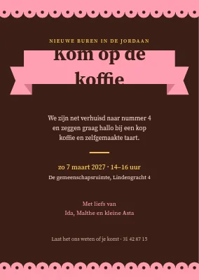Koffie-uitnodiging voor de buren