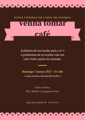Convite para café para os vizinhos