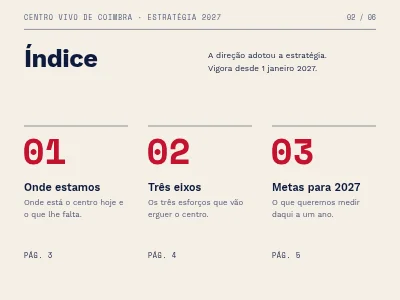 Página 2 de Estratégia 2027 — apresentação editorial