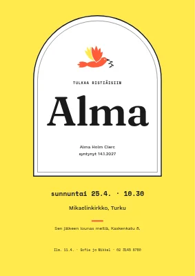Ristiäiset — valkoinen kirkkokaari