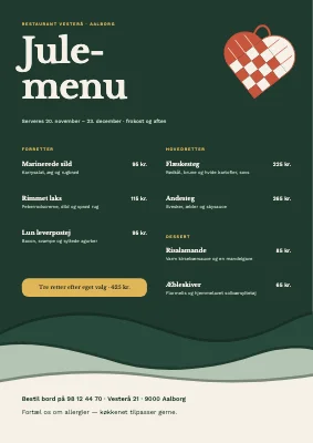 Julemenu — flettet hjerte og papirsne