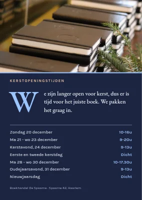 Kerstopeningstijden — boekhandel