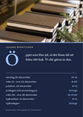 Julöppettider — bokhandel