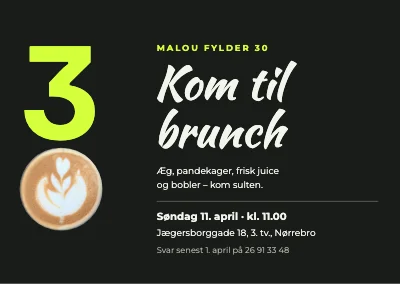 Fødselsdagsbrunch — invitation til 30 år