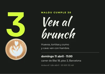 Brunch de cumpleaños — invitación para los 30