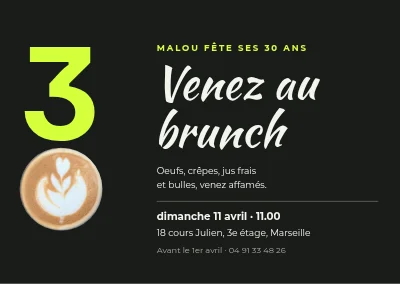 Brunch d'anniversaire — invitation 30 ans