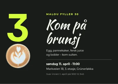 Bursdagsbrunsj — invitasjon til 30-årsdagen