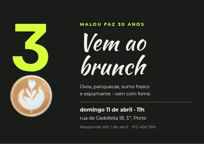 Brunch de aniversário — convite para os 30 anos